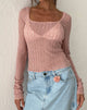 imagen de Halsey Knitted Extra Long Sleeve Top in Pink