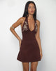 Imagen de Hepzhi Mini Vestido en Chocolate Amargo con Bordado Floral
