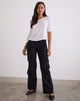 Imagen de Hojo Pantalones cargo de lino en negro