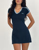 Imagen del minivestido Isadre en azul marino con ribete azul Nantucket