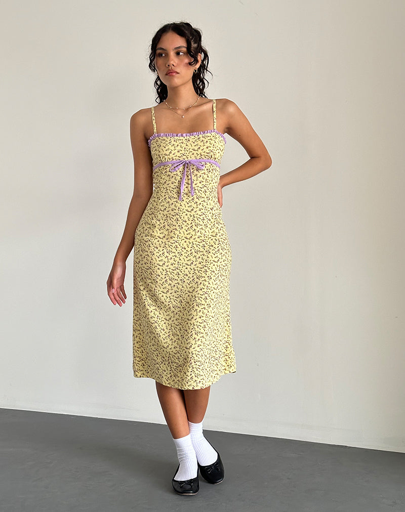 Vestido Midi Isaure en Flor Amarillo