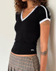 Image of Izolde Camiseta para bebé en negro con ribete blanco y bordado M