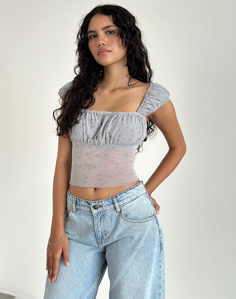 Jamet Top en Flock Chic Petals Gris