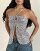 Imagen de Janar Top Cuello Haltern en Lentejuelas Plata