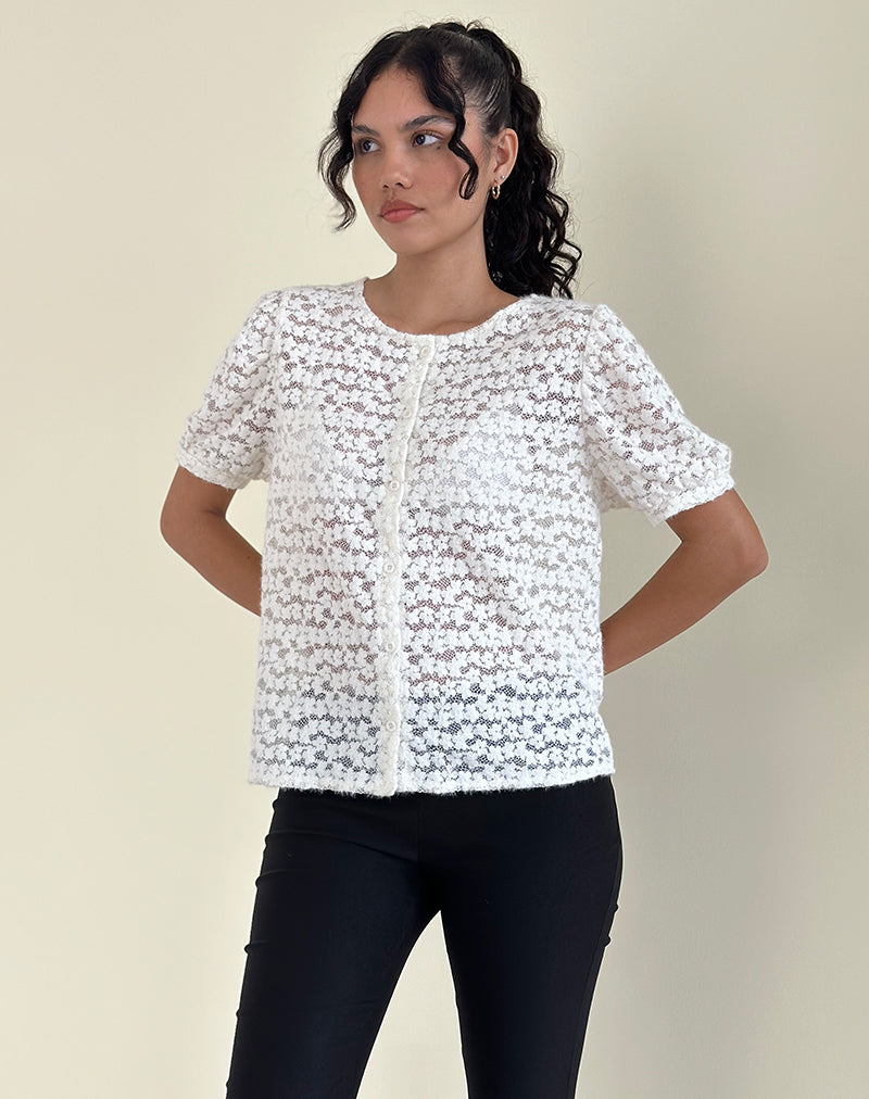 Top Kaelyn en encaje Dahlia marfil