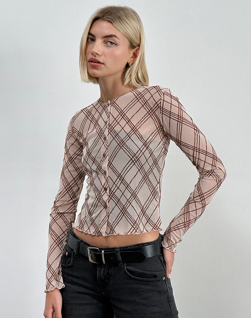 Camisa Kahula en Sketchy Stripe Nude