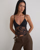 Imagen de Kaika Plunge Cami Top en encaje de pestañas Negro
