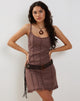 Imagen de Kaneisa Pintuck Mini Slip Dress in Deep Taupe