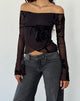 Imagen de Kareena Top Bardot de Manga Larga en Orchid Flock Negro