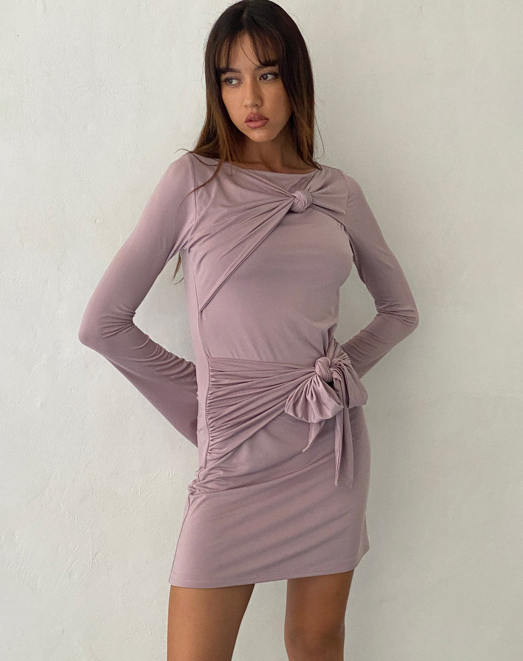 Mini Vestido Kari Knot en Slinky Malva