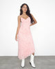 Imagen de Kavala Vestido Midi Asimétrico en Rosa Floral Sombra