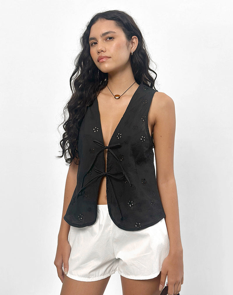 Imagen de Kayve Top in Flower Broderie Negro