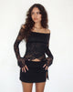 Imagen de Kawila Top Bardot de Encaje Floral Negro Azabache