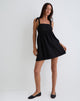 Imagen de Kayla Mini Vestido Cuello Cuadrado en Lino Negro