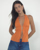 Imagen de Kaytia Top Cuello Haltern en Doble Lazo Naranja Atardecer