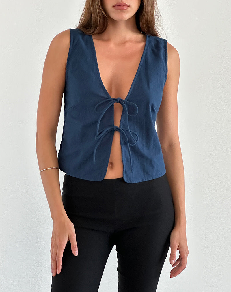 Top con lazo Kayve en azul marino