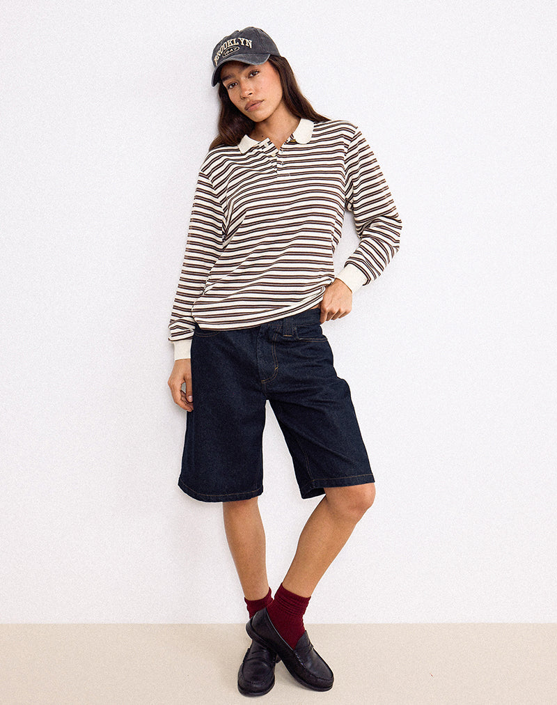 Pantalón corto skater de tiro bajo en índigo