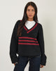 Imagen de Knitza Jumper en negro con rayas rojas