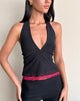 Imagen de Kubra Top de cuello redondo de malla Negro y rojo