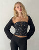 Imagen de Lacey Corset Top con Botones Delanteros en Ditsy Rose Negro