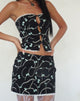 Imagen de Lacur Corsé bandeau negro con estampado de perlas y lazos