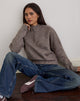 Imagen de Lamara Quater Zip Jumper in Dark Brown Marl