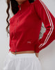 Imagen de la chaqueta Lennon Zip Up en rojo con rayas laterales blancas
