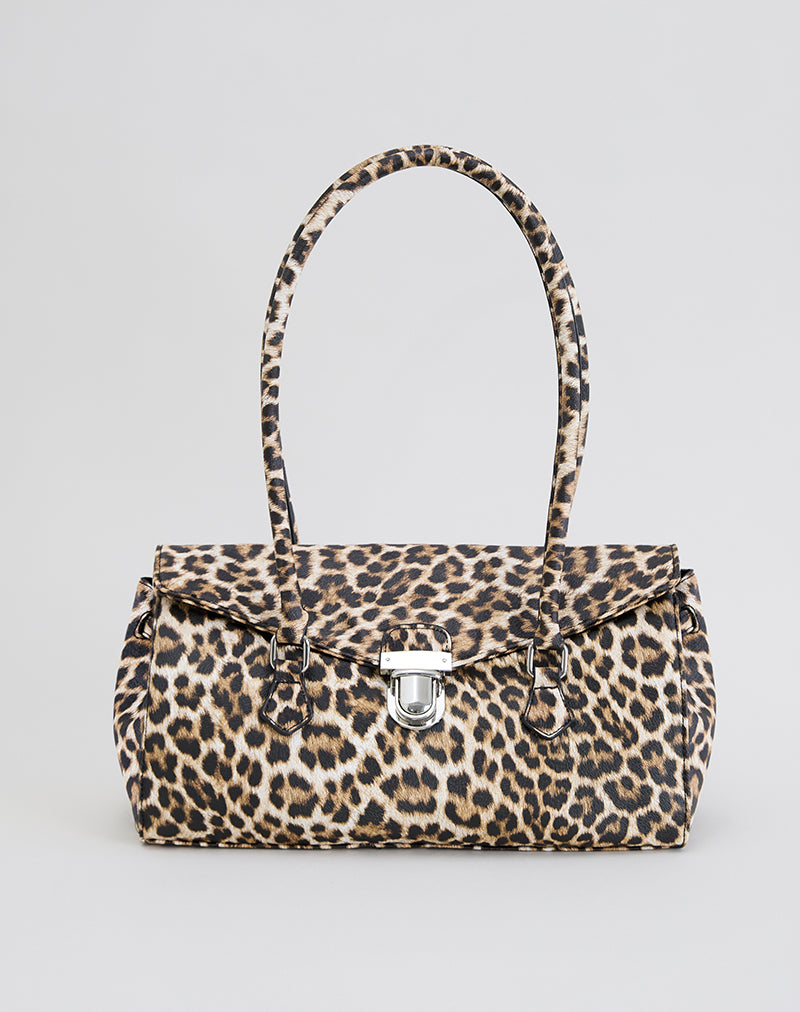 Bolso de hombro con estampado de leopardo