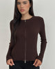 Imagen de Liano Zip Cardigan in Rib Knit Marrón