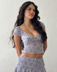 imagen de Lorenne Sweetheart Mesh Top in Purple Botanist Flock