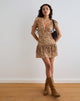 Imagen del minivestido Lotri Wrap en racimo floral marrón