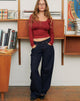 Imagen de Low Rise Roomy Jeans in Indigo with Red Stitch