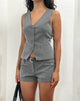 Imagen de Luno Button Front Vest Top in Pinstripe Grey
