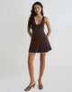 Imagen del minivestido Luscian de encaje chocolate con ribete azul