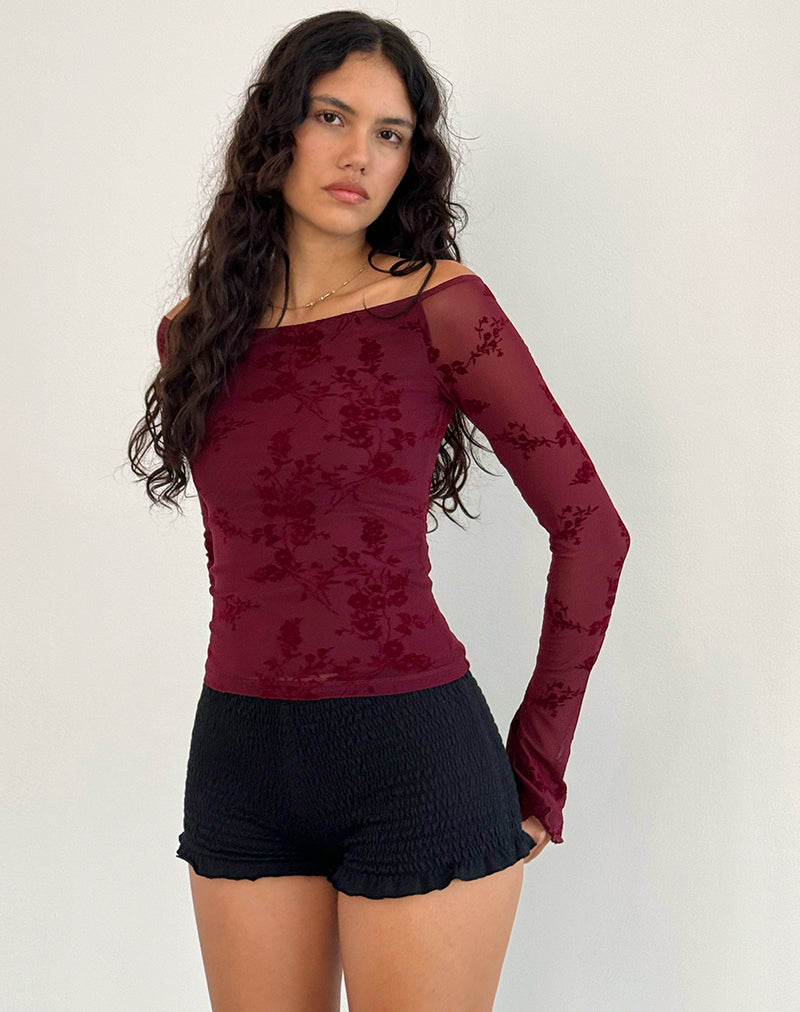Top Lutana en Botanical Flower Granate