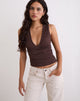 Imagen de Lycia Plunge Top en Micro Polka Marrón