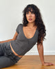 Imagen de Machiko Plunge Wrap Top en gris antracita