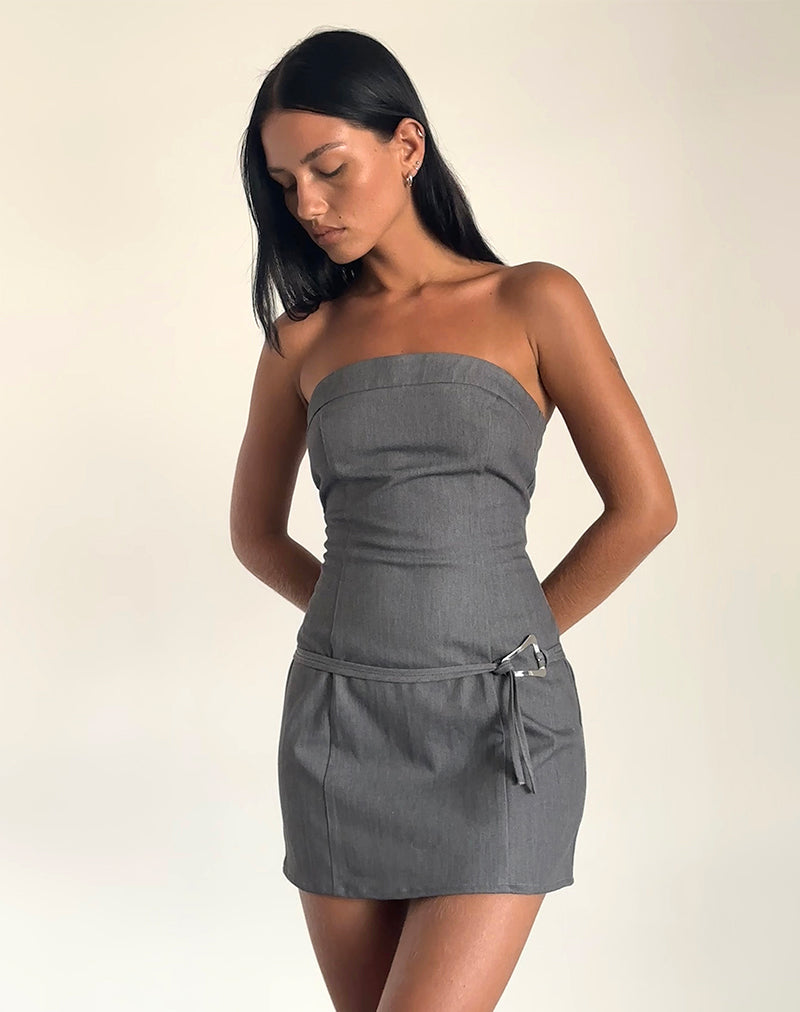 Magaska Bandeau Mini Dress en Tailoring Charcoal