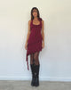 Imagen de Margaret Ruffle Mini Dress in Plum Chiffon with Rosette