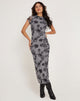 Imagen de Maruza Vestido Midi en Malla Flor de Garabato Gris