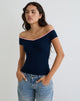 Imagen Mayomi Top sin hombros en azul marino con ribete rosa