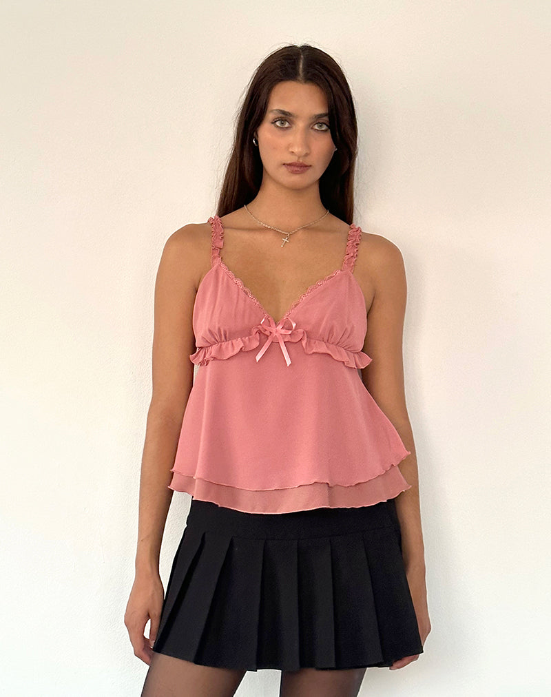 Cami Melinda con volante en gasa Blush