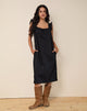 Imagen de Merrily Smock Midi Dress in Poplin Negro