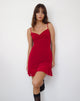 Imagen del minivestido Micaya de malla flocada corazón rojo
