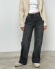 Imagen de Mid Rise Turn Up Straight Jeans in Washed Black Grey