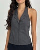 Imagen de Mikanu Blusa Abotonada Cuello Haltern en Gris Carbón