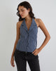 Imagen de Mikanu Blusa cuello redondo a rayas azul marino