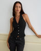 Imagen de Mikanu Blusa de botones en sastrería de diamantes Negro