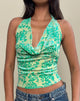 Imagen de Minova Top de cuello redondo en estampado floral verde y azul
