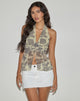 Imagen de Miran Top Cuello Haltern en Difuminado Floral Amarillo